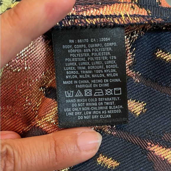 Anthropologie HD in Paris Yana Jacquard Peplum Top Blue Metallic Size US 10 - Picture 13 of 15